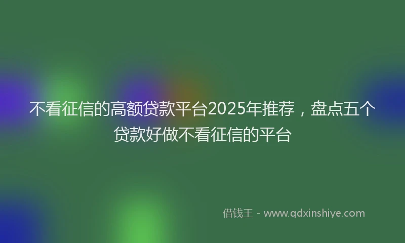 不看征信的高额贷款平台2025年推荐，盘点五个贷款好做不看征信的平台