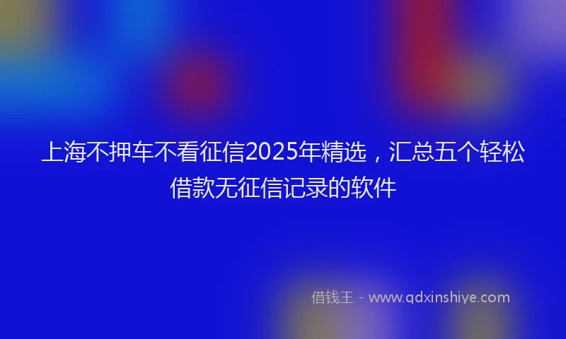 上海不押车不看征信2025年精选，汇总五个轻松借款无征信记录的软件