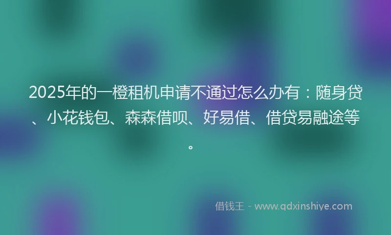 2025年的一橙租机申请不通过怎么办有：随身贷、小花钱包、森森借呗、好易借、借贷易融途等。