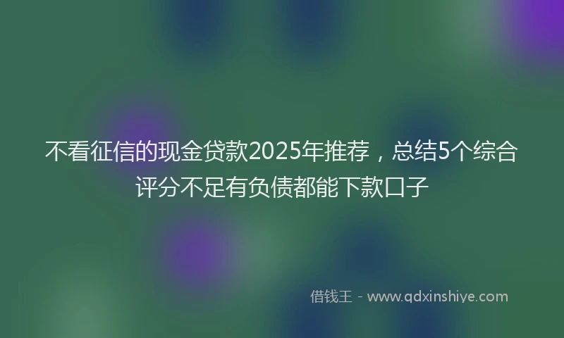 不看征信的现金贷款2025年推荐，总结5个综合评分不足有负债都能下款口子