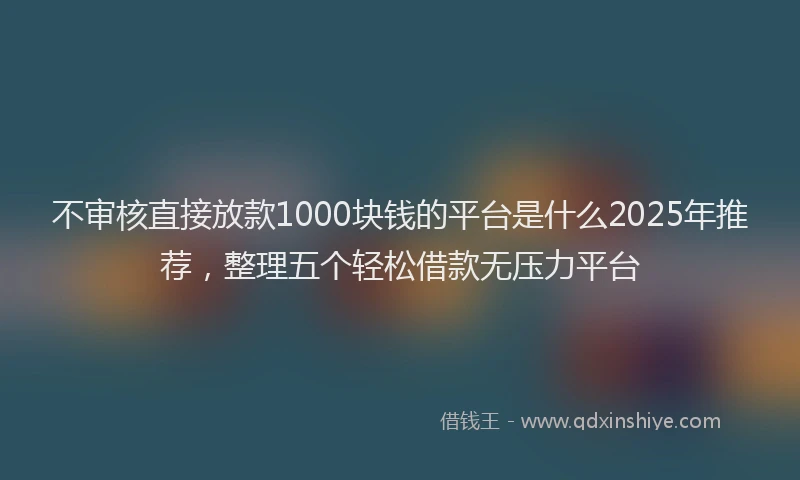 不审核直接放款1000块钱的平台是什么2025年推荐，整理五个轻松借款无压力平台