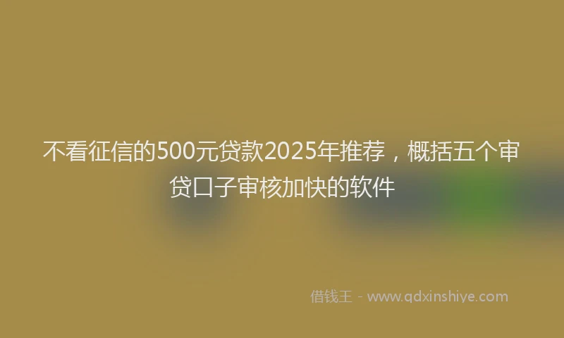 不看征信的500元贷款2025年推荐，概括五个审贷口子审核加快的软件