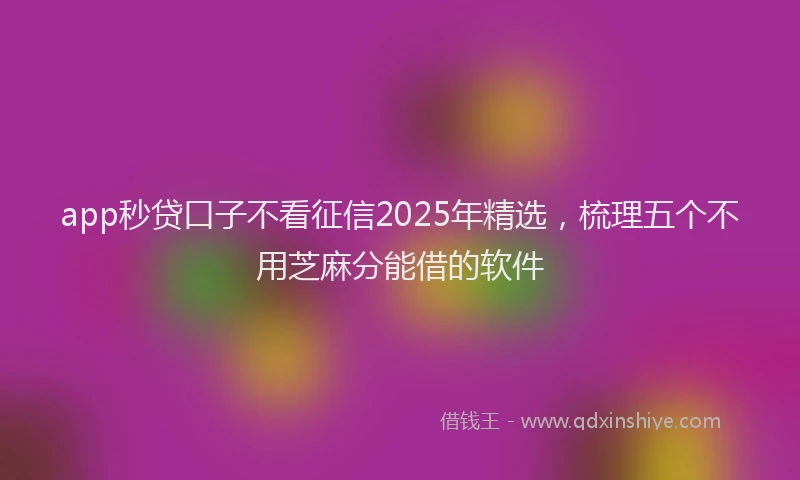 app秒贷口子不看征信2025年精选，梳理五个不用芝麻分能借的软件