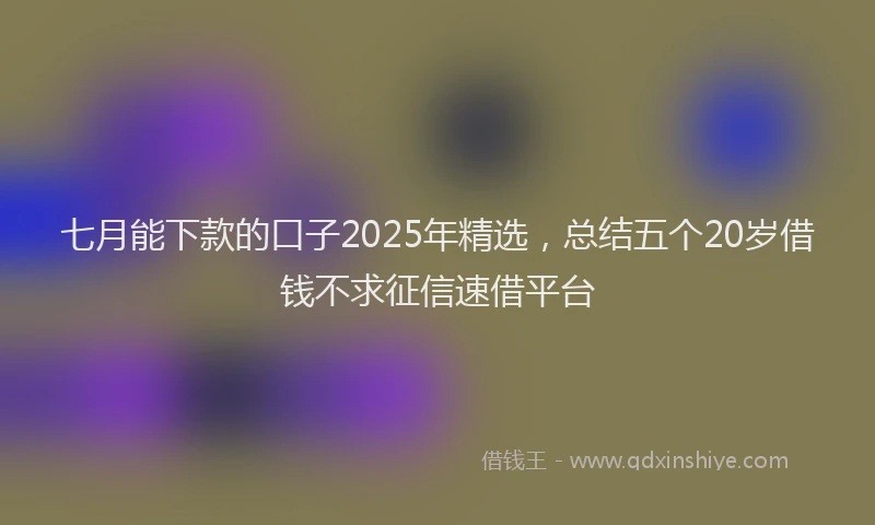 七月能下款的口子2025年精选，总结五个20岁借钱不求征信速借平台