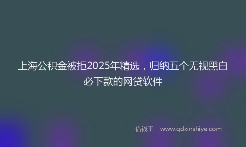 上海公积金被拒2025年精选，归纳五个无视黑白必下款的网贷软件