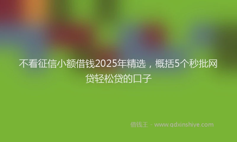 不看征信小额借钱2025年精选，概括5个秒批网贷轻松贷的口子