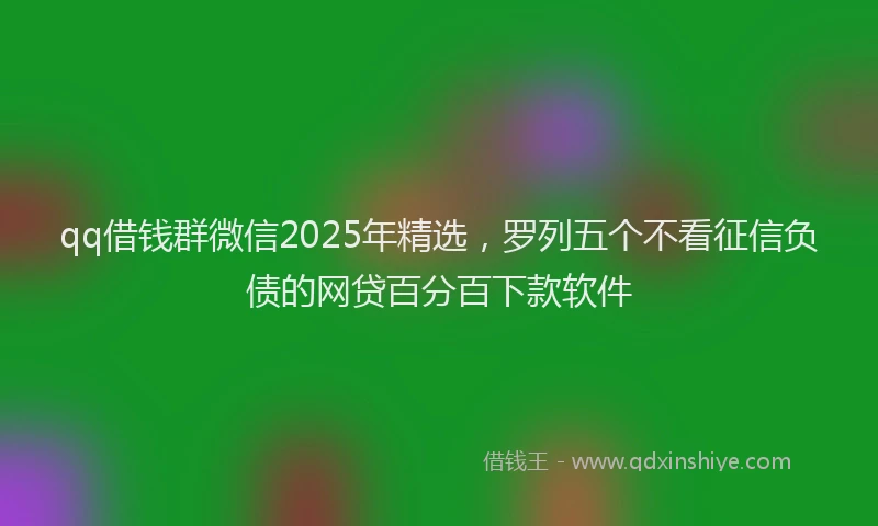 qq借钱群微信2025年精选，罗列五个不看征信负债的网贷百分百下款软件