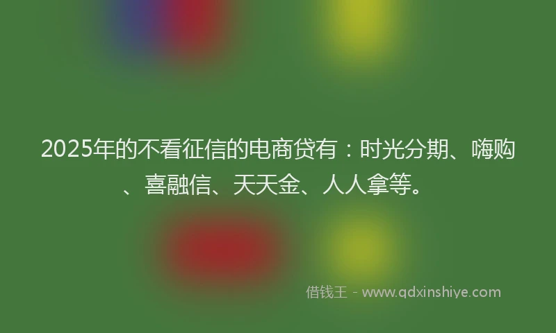 2025年的不看征信的电商贷有：时光分期、嗨购、喜融信、天天金、人人拿等。