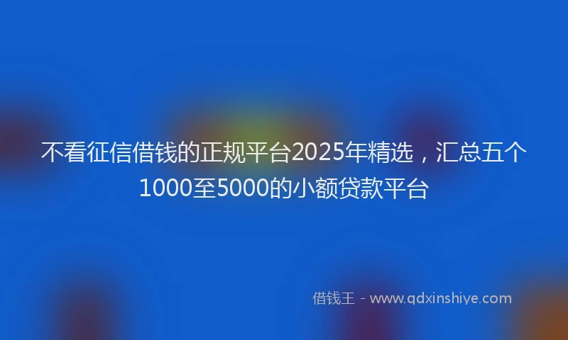 不看征信借钱的正规平台2025年精选，汇总五个1000至5000的小额贷款平台