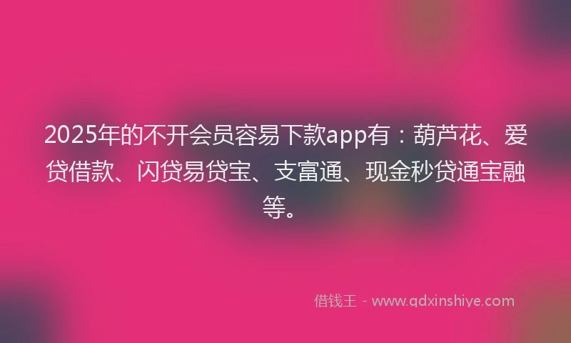 2025年的不开会员容易下款app有：葫芦花、爱贷借款、闪贷易贷宝、支富通、现金秒贷通宝融等。