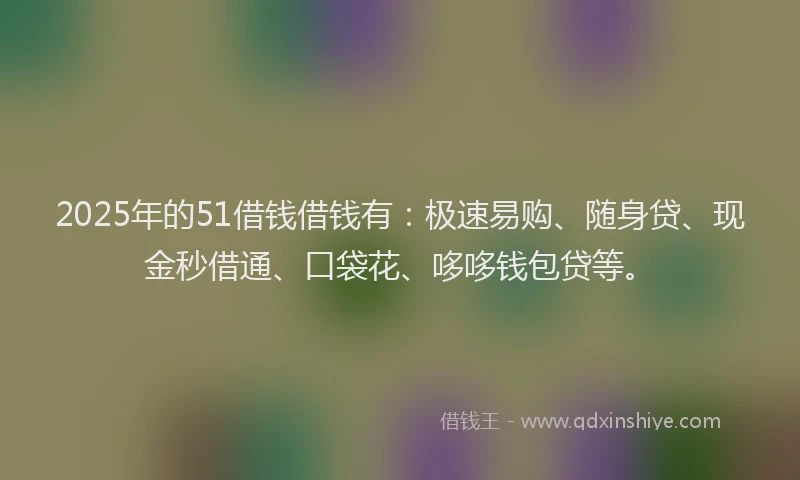 2025年的51借钱借钱有：极速易购、随身贷、现金秒借通、口袋花、哆哆钱包贷等。