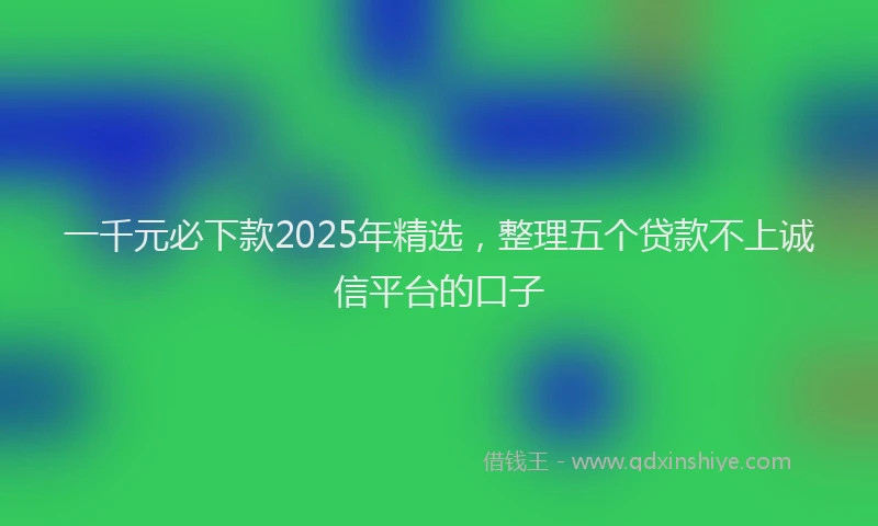 一千元必下款2025年精选，整理五个贷款不上诚信平台的口子