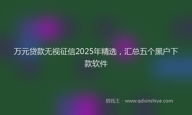 万元贷款无视征信2025年精选，汇总五个黑户下款软件