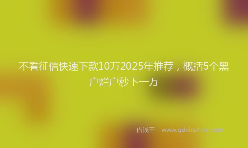 不看征信快速下款10万2025年推荐，概括5个黑户烂户秒下一万