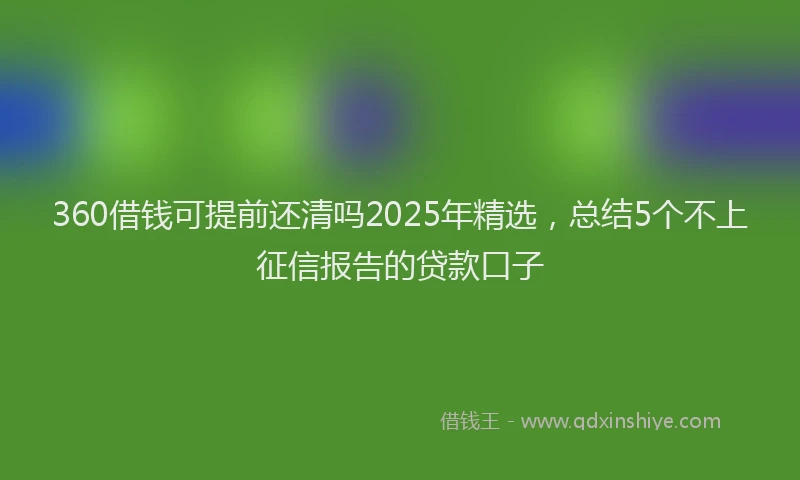 360借钱可提前还清吗2025年精选，总结5个不上征信报告的贷款口子