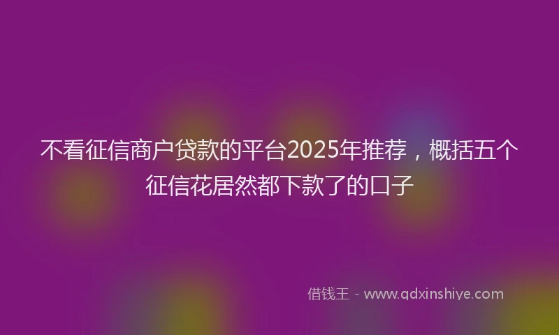 不看征信商户贷款的平台2025年推荐，概括五个征信花居然都下款了的口子
