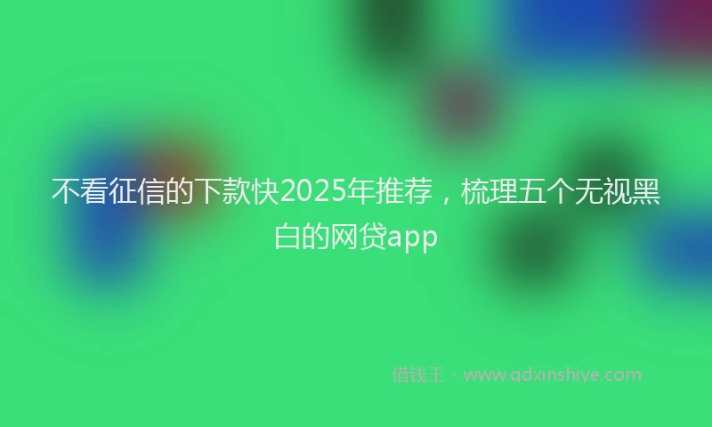 不看征信的下款快2025年推荐，梳理五个无视黑白的网贷app