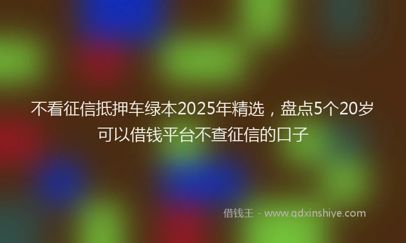 不看征信抵押车绿本2025年精选，盘点5个20岁可以借钱平台不查征信的口子