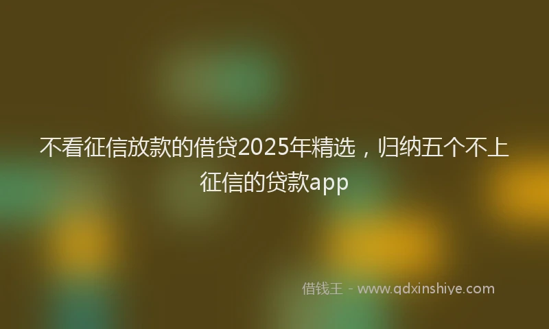 不看征信放款的借贷2025年精选，归纳五个不上征信的贷款app