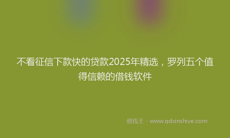不看征信下款快的贷款2025年精选，罗列五个值得信赖的借钱软件