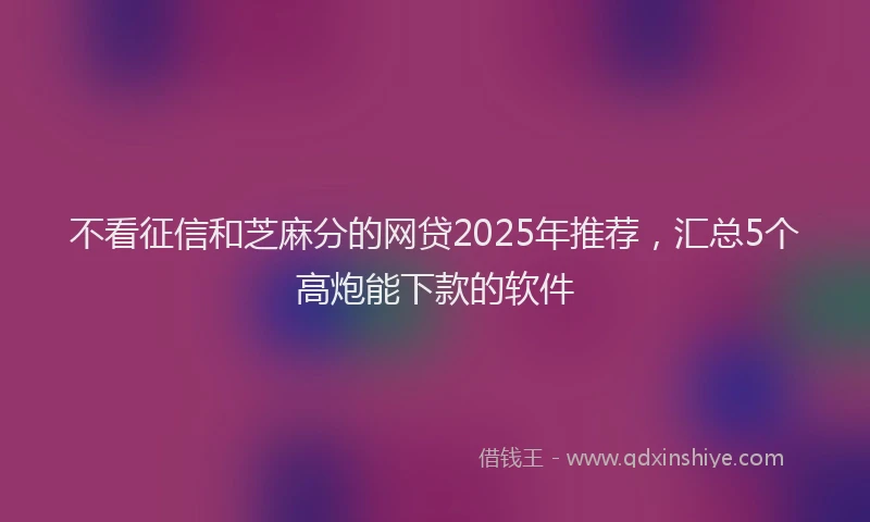 不看征信和芝麻分的网贷2025年推荐，汇总5个高炮能下款的软件