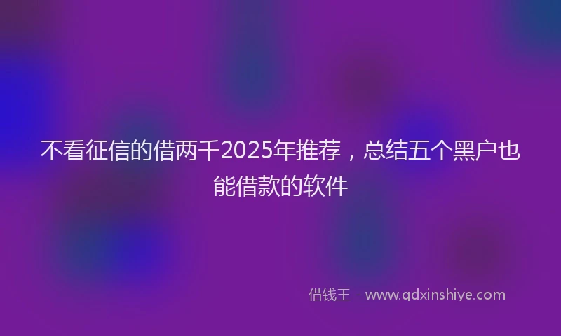 不看征信的借两千2025年推荐，总结五个黑户也能借款的软件