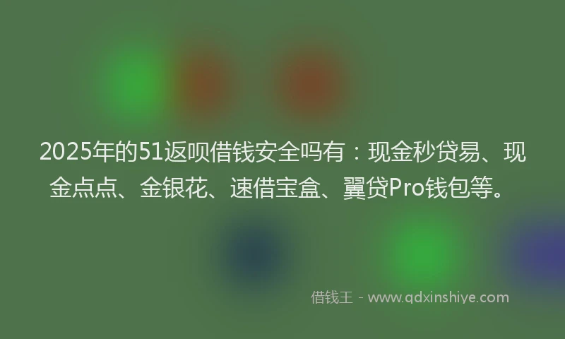 2025年的51返呗借钱安全吗有：现金秒贷易、现金点点、金银花、速借宝盒、翼贷Pro钱包等。