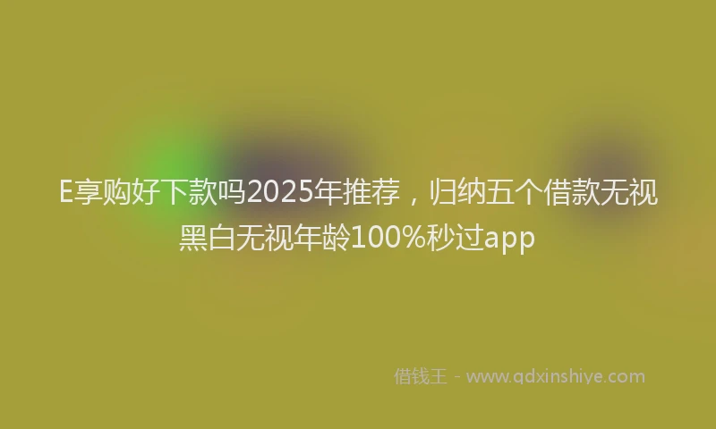 E享购好下款吗2025年推荐，归纳五个借款无视黑白无视年龄100%秒过app