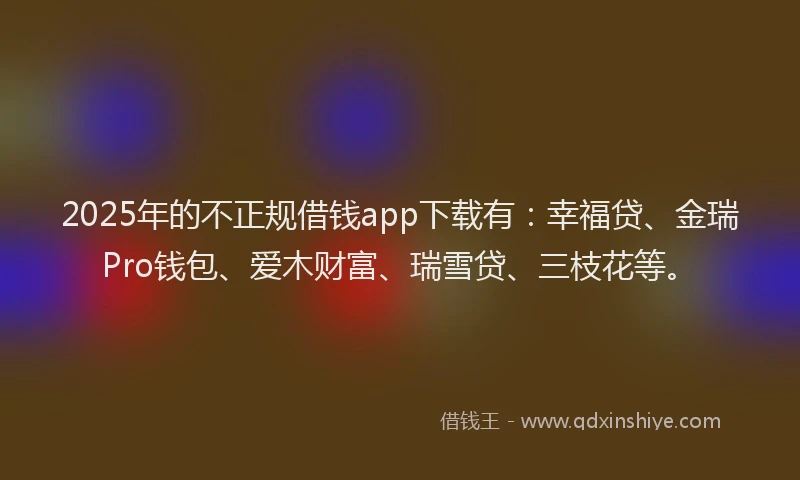2025年的不正规借钱app下载有：幸福贷、金瑞Pro钱包、爱木财富、瑞雪贷、三枝花等。