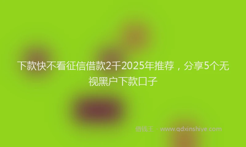 下款快不看征信借款2千2025年推荐，分享5个无视黑户下款口子