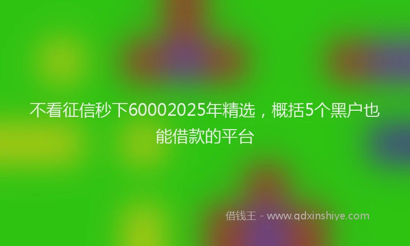 不看征信秒下60002025年精选，概括5个黑户也能借款的平台