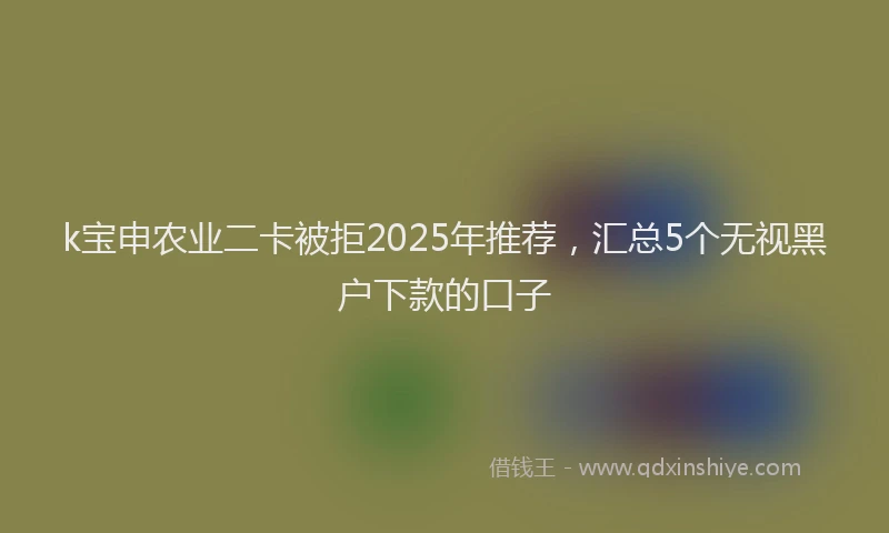 k宝申农业二卡被拒2025年推荐，汇总5个无视黑户下款的口子