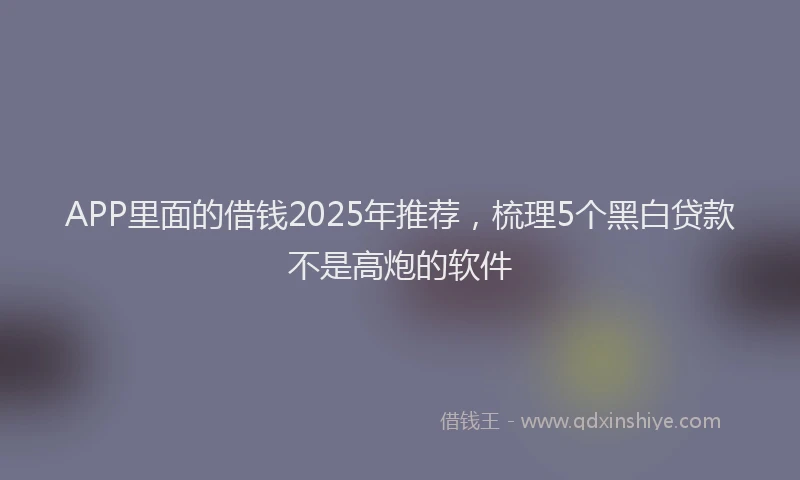 APP里面的借钱2025年推荐，梳理5个黑白贷款不是高炮的软件
