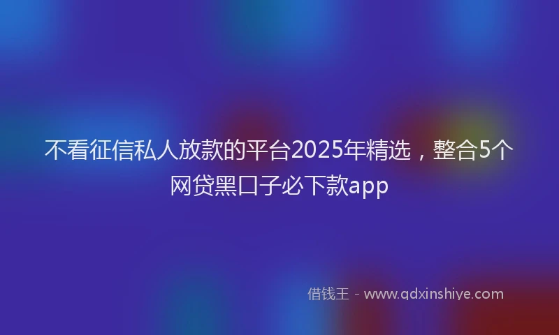 不看征信私人放款的平台2025年精选，整合5个网贷黑口子必下款app