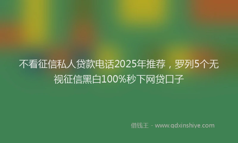 不看征信私人贷款电话2025年推荐，罗列5个无视征信黑白100%秒下网贷口子