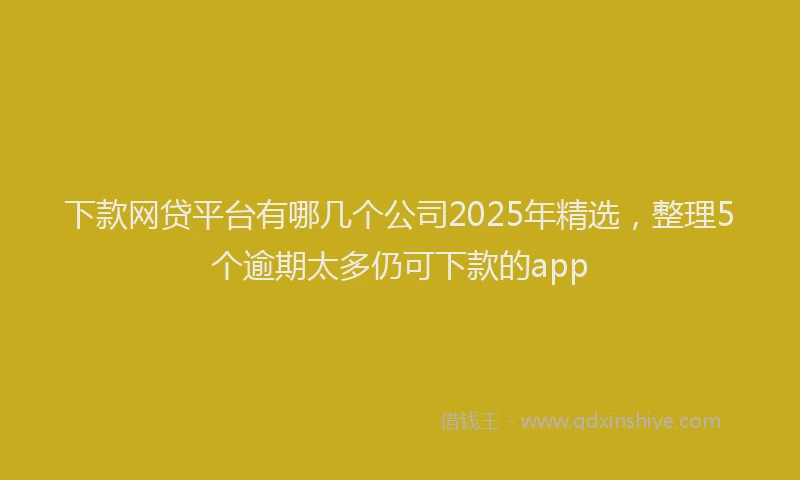下款网贷平台有哪几个公司2025年精选，整理5个逾期太多仍可下款的app