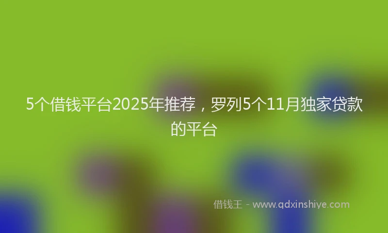 5个借钱平台2025年推荐，罗列5个11月独家贷款的平台