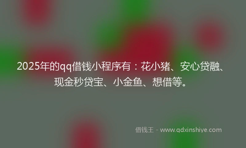 2025年的qq借钱小程序有：花小猪、安心贷融、现金秒贷宝、小金鱼、想借等。