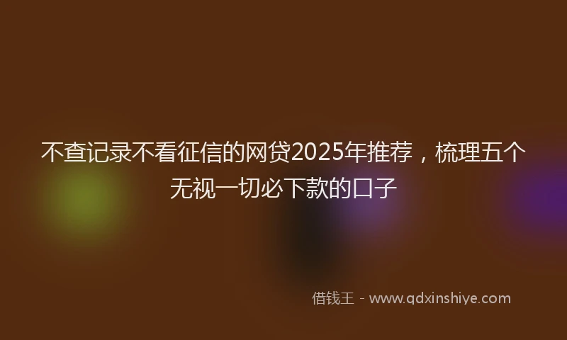 不查记录不看征信的网贷2025年推荐，梳理五个无视一切必下款的口子
