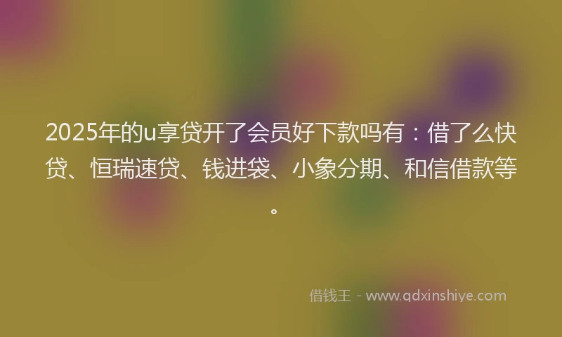 2025年的u享贷开了会员好下款吗有：借了么快贷、恒瑞速贷、钱进袋、小象分期、和信借款等。