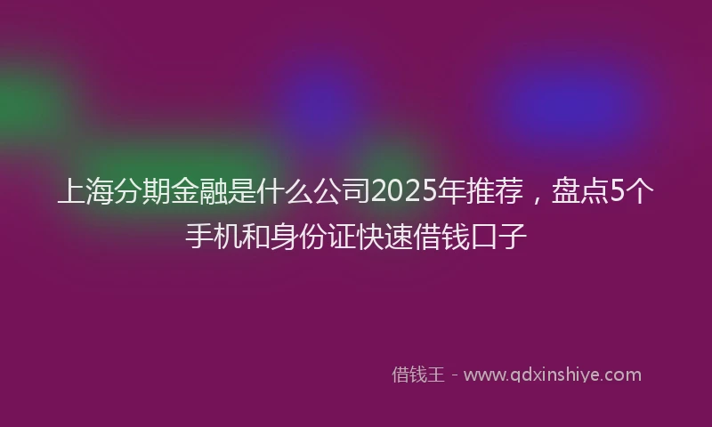 上海分期金融是什么公司2025年推荐，盘点5个手机和身份证快速借钱口子