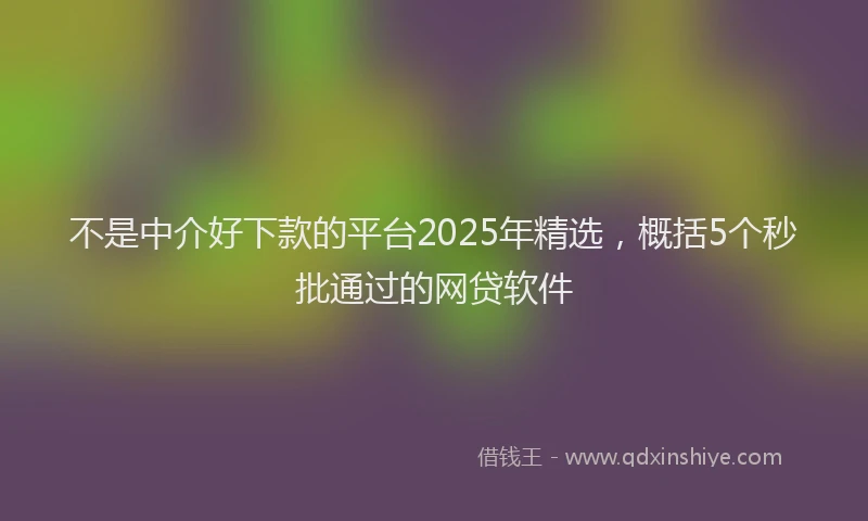 不是中介好下款的平台2025年精选，概括5个秒批通过的网贷软件