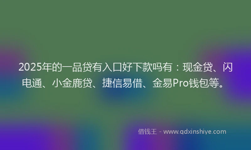 2025年的一品贷有入口好下款吗有：现金贷、闪电通、小金鹿贷、捷信易借、金易Pro钱包等。