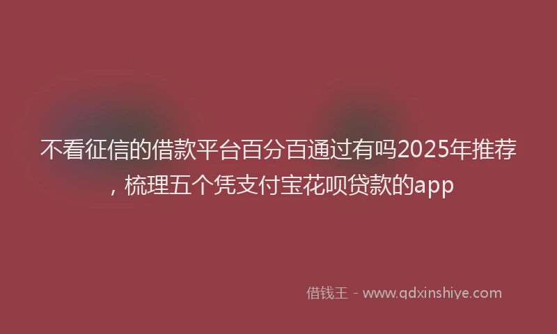 不看征信的借款平台百分百通过有吗2025年推荐，梳理五个凭支付宝花呗贷款的app