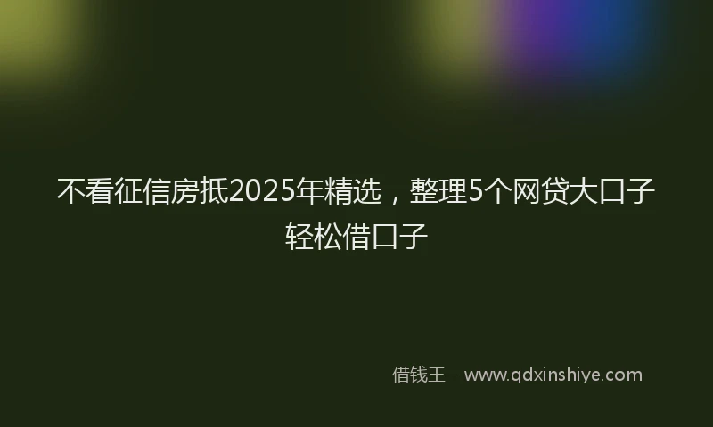 不看征信房抵2025年精选，整理5个网贷大口子轻松借口子