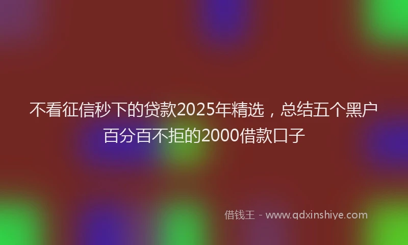 不看征信秒下的贷款2025年精选，总结五个黑户百分百不拒的2000借款口子