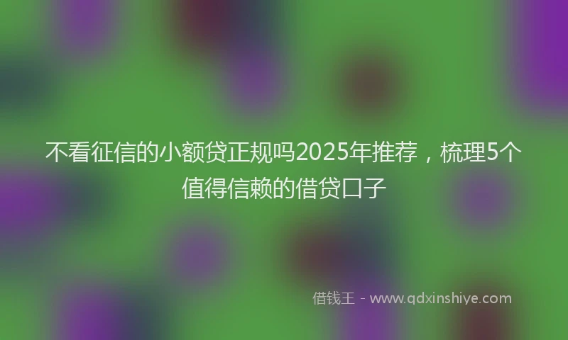 不看征信的小额贷正规吗2025年推荐，梳理5个值得信赖的借贷口子
