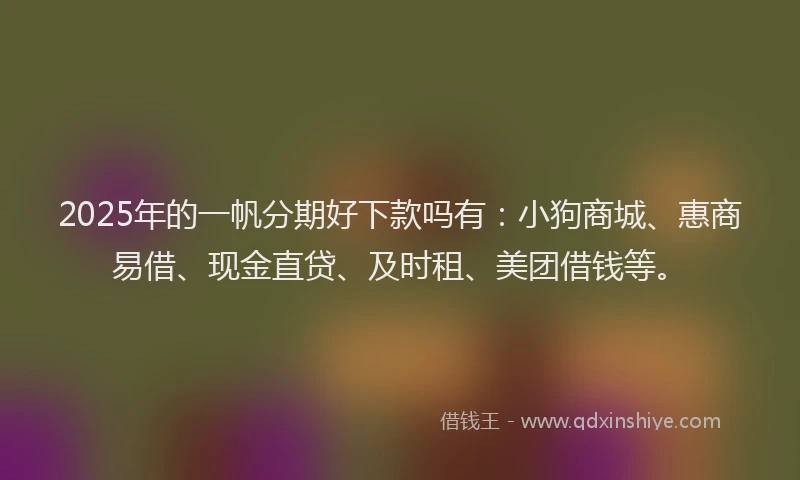 2025年的一帆分期好下款吗有：小狗商城、惠商易借、现金直贷、及时租、美团借钱等。