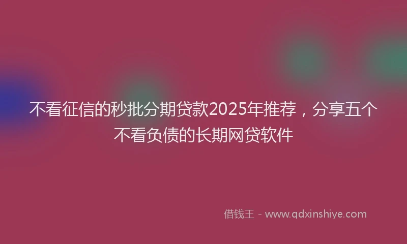 不看征信的秒批分期贷款2025年推荐，分享五个不看负债的长期网贷软件