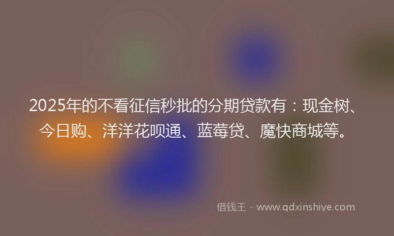 2025年的不看征信秒批的分期贷款有：现金树、今日购、洋洋花呗通、蓝莓贷、魔快商城等。